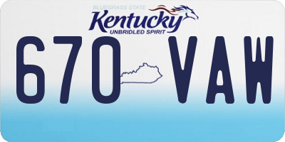 KY license plate 670VAW