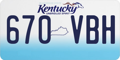 KY license plate 670VBH