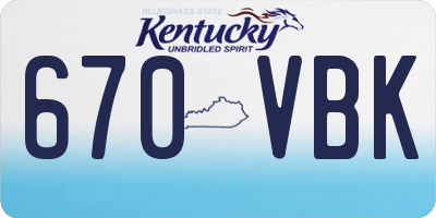 KY license plate 670VBK