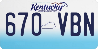 KY license plate 670VBN