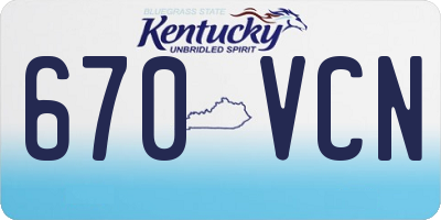 KY license plate 670VCN