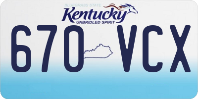 KY license plate 670VCX