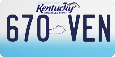 KY license plate 670VEN