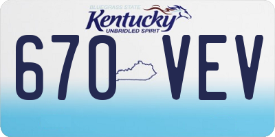 KY license plate 670VEV