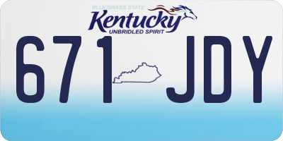 KY license plate 671JDY