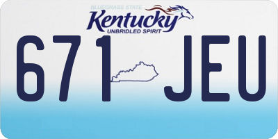 KY license plate 671JEU