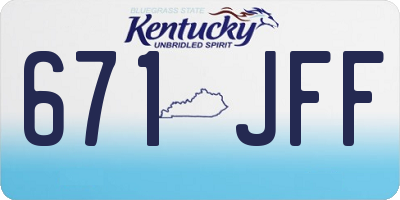 KY license plate 671JFF