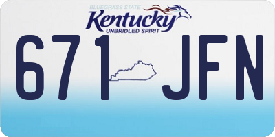 KY license plate 671JFN
