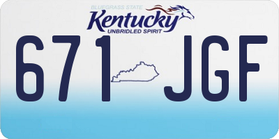 KY license plate 671JGF