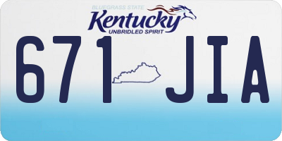 KY license plate 671JIA