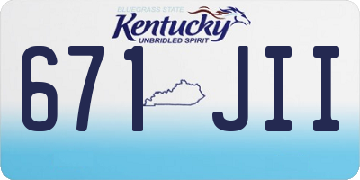 KY license plate 671JII