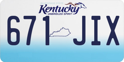 KY license plate 671JIX