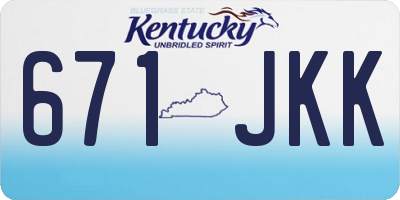 KY license plate 671JKK