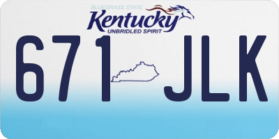 KY license plate 671JLK