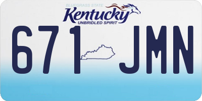 KY license plate 671JMN