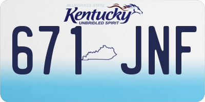 KY license plate 671JNF