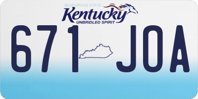 KY license plate 671JOA