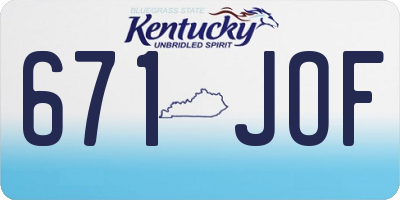 KY license plate 671JOF
