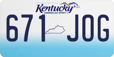 KY license plate 671JOG