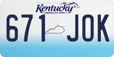 KY license plate 671JOK
