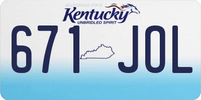 KY license plate 671JOL