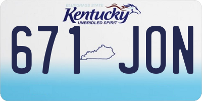 KY license plate 671JON