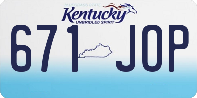 KY license plate 671JOP