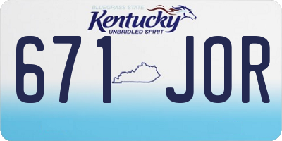 KY license plate 671JOR