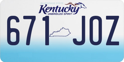 KY license plate 671JOZ
