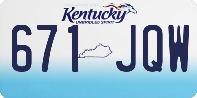 KY license plate 671JQW