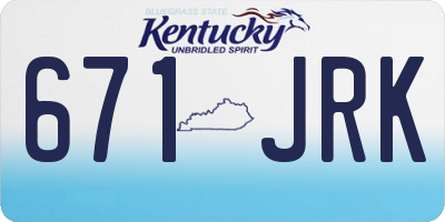 KY license plate 671JRK