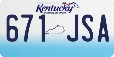 KY license plate 671JSA