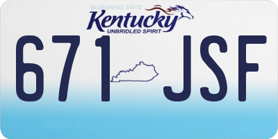 KY license plate 671JSF
