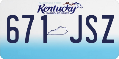 KY license plate 671JSZ