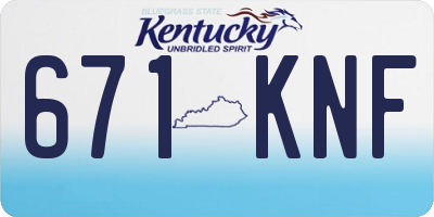 KY license plate 671KNF