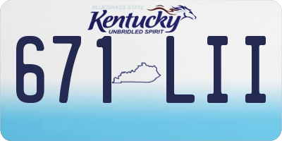 KY license plate 671LII
