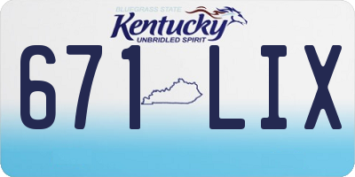 KY license plate 671LIX