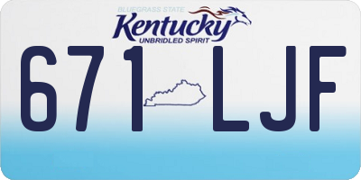 KY license plate 671LJF