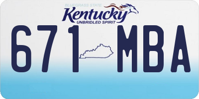 KY license plate 671MBA
