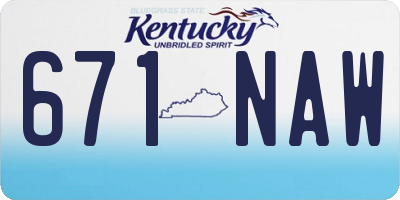 KY license plate 671NAW