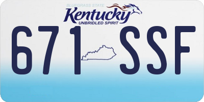 KY license plate 671SSF