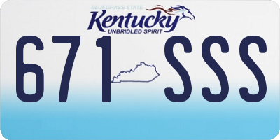 KY license plate 671SSS