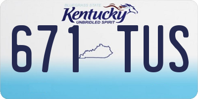 KY license plate 671TUS
