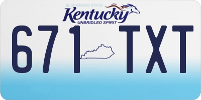 KY license plate 671TXT