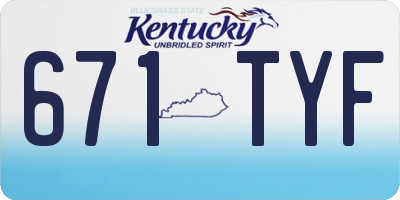 KY license plate 671TYF