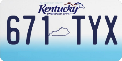 KY license plate 671TYX