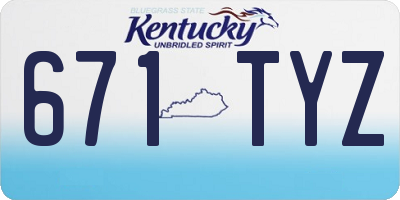 KY license plate 671TYZ