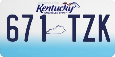 KY license plate 671TZK