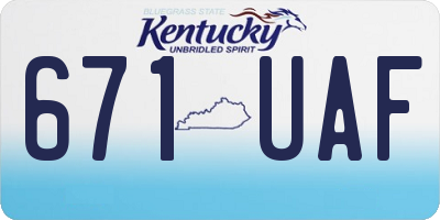 KY license plate 671UAF