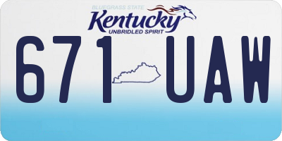 KY license plate 671UAW